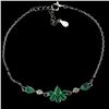 Image 2 : EMERALD BRACELET IN 14K WHITE PLATED GOLD OVER 925 STERLING SILVER - 7 INCHES LONG - APPRAISED REPLA