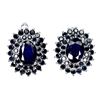Image 1 : BLUE SAPPHIRE AND SPINEL EARRINGS IN 14K WHITE PLATED GOLD OVER 925 STERLING SILVER - APPRAISED REPL