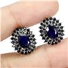 Image 2 : BLUE SAPPHIRE AND SPINEL EARRINGS IN 14K WHITE PLATED GOLD OVER 925 STERLING SILVER - APPRAISED REPL