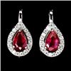 Image 1 : RUBY EARRINGS IN 14K WHITE PLATED GOLD OVER 925 STERLING SILVER - APPRAISED REPLACEMENT VALUE
