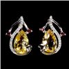 Image 2 : CITRINE AND RHODOLITE GARNET EARRINGS IN 14K WHITE PLATED GOLD OVER 925 STERLING SILVER - APPRAISED 