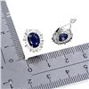 Image 3 : BLUE SAPPHIRE EARRINGS IN 14K WHITE PLATED GOLD OVER 925 STERLING SILVER - APPRAISED REPLACEMENT VAL