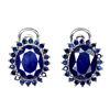 Image 1 : BLUE SAPPHIRE EARRINGS IN 14K WHITE PLATED GOLD OVER 925 STERLING SILVER - APPRAISED REPLACEMENT VAL