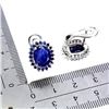 Image 3 : BLUE SAPPHIRE EARRINGS IN 14K WHITE PLATED GOLD OVER 925 STERLING SILVER - APPRAISED REPLACEMENT VAL