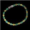 Image 1 : EMERALD AND SAPPHIRE BRACELET IN 14K WHITE PLATED GOLD OVER 925 STERLING SILVER - 7 INCHES LONG - AP