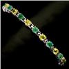 Image 2 : EMERALD AND SAPPHIRE BRACELET IN 14K WHITE PLATED GOLD OVER 925 STERLING SILVER - 7 INCHES LONG - AP
