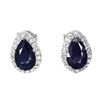 Image 1 : PEAR CUT BLUE SAPPHIRE EARRINGS IN 14K WHITE PLATED GOLD OVER 925 STERLING SILVER - APPRAISED REPLAC