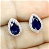 Image 2 : PEAR CUT BLUE SAPPHIRE EARRINGS IN 14K WHITE PLATED GOLD OVER 925 STERLING SILVER - APPRAISED REPLAC