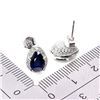 Image 3 : PEAR CUT BLUE SAPPHIRE EARRINGS IN 14K WHITE PLATED GOLD OVER 925 STERLING SILVER - APPRAISED REPLAC