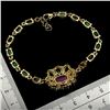 Image 3 : EMERALD AND RUBY BRACELET IN 14K YELLOW PLATED GOLD OVER 925 STERLING SILVER - 7.5 INCHES LONG - APP
