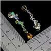 Image 3 : EMERALD, CITRINE AND PERIDOT EARRINGS IN 14K WHITE PLATED GOLD OVER 925 STERLING SILVER - APPRAISED 