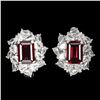 Image 1 : RHODOLITE GARNET EARRINGS IN 14K WHITE PLATED GOLD OVER 925 STERLING SILVER - APPRAISED REPLACEMENT 