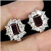 Image 2 : RHODOLITE GARNET EARRINGS IN 14K WHITE PLATED GOLD OVER 925 STERLING SILVER - APPRAISED REPLACEMENT 