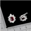 Image 3 : RHODOLITE GARNET EARRINGS IN 14K WHITE PLATED GOLD OVER 925 STERLING SILVER - APPRAISED REPLACEMENT 
