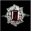 Image 1 : RHODOLITE GARNET RING IN 14K WHITE PLATED GOLD OVER 925 STERLING SILVER - SIZE 7 - APPRAISED REPLACE