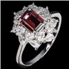Image 2 : RHODOLITE GARNET RING IN 14K WHITE PLATED GOLD OVER 925 STERLING SILVER - SIZE 7 - APPRAISED REPLACE