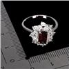 Image 3 : RHODOLITE GARNET RING IN 14K WHITE PLATED GOLD OVER 925 STERLING SILVER - SIZE 7 - APPRAISED REPLACE