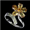 Image 2 : CITRINE AND PERIDOT RING IN 14K WHITE PLATED GOLD OVER 925 STERLING SILVER - SIZE 8 - APPRAISED REPL