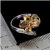 Image 3 : CITRINE AND PERIDOT RING IN 14K WHITE PLATED GOLD OVER 925 STERLING SILVER - SIZE 8 - APPRAISED REPL