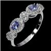 Image 2 : TANZANITE RING IN 14K WHITE PLATED GOLD OVER 925 STERLING SILVER - SIZE 8 - APPRAISED REPLACEMENT VA