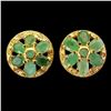 Image 2 : EMERALD AND SAPPHIRE EARRINGS IN 14K YELLOW PLATED GOLD OVER 925 STERLING SILVER - APPRAISED REPLACE