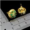 Image 3 : EMERALD AND SAPPHIRE EARRINGS IN 14K YELLOW PLATED GOLD OVER 925 STERLING SILVER - APPRAISED REPLACE