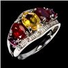 Image 2 : CITRINE AND RUBY RING IN 14K WHITE PLATED GOLD OVER 925 STERLING SILVER - SIZE 7 - APPRAISED REPLACE
