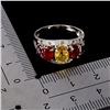 Image 3 : CITRINE AND RUBY RING IN 14K WHITE PLATED GOLD OVER 925 STERLING SILVER - SIZE 7 - APPRAISED REPLACE