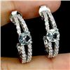 Image 2 : ROUND CUT AQUAMARINE EARRINGS IN 14K WHITE PLATED GOLD OVER 925 STERLING SILVER - APPRAISED REPLACEM