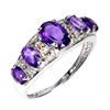 Image 2 : AMETHYST AND SAPPHIRE RING IN 14K WHITE PLATED GOLD OVER 925 STERLING SILVER - SIZE 7 - APPRAISED RE