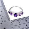 Image 3 : AMETHYST AND SAPPHIRE RING IN 14K WHITE PLATED GOLD OVER 925 STERLING SILVER - SIZE 7 - APPRAISED RE