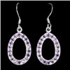 Image 1 : AMETHYST EARRINGS IN 14K WHITE PLATED GOLD OVER 925 STERLING SILVER - APPRAISED REPLACEMENT VALUE