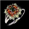 Image 2 : CHROME DIOPSIDE, CITRINE, PERIDOT RING IN 14K WHITE PLATED GOLD OVER 925 STERLING SILVER - SIZE 9 - 