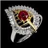 Image 1 : RUBY RING IN 14K WHITE PLATED GOLD OVER 925 STERLING SILVER - SIZE 8 - APPRAISED REPLACEMENT VALUE