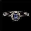 Image 1 : TANZANITE RING IN 14K WHITE PLATED GOLD OVER 925 STERLING SILVER - SIZE 8 - APPRAISED REPLACEMENT VA