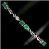 Image 2 : EMERALD BRACELET IN 14K WHITE PLATED GOLD OVER 925 STERLING SILVER - 7.5 INCHES -APPRAISED REPLACEME