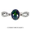 Image 1 : BLACK OPAL RING IN 14K WHITE PLATED GOLD OVER 925 STERLING SILVER - SIZE 8 - APPRAISED REPLACEMENT V