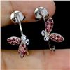 Image 1 : RHODOLITE GARNET AND TANZANITE EARRINGS IN 14K WHITE PLATED GOLD OVER 925 STERLING SILVER - APPRAISE