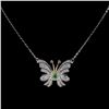 Image 1 : EMERALD BUTTERFLY SHAPPED NECKLACE IN 14K WHITE PLATED GOLD OVER 925 STERLING SILVER -18 INCHES LONG