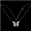 Image 2 : EMERALD BUTTERFLY SHAPPED NECKLACE IN 14K WHITE PLATED GOLD OVER 925 STERLING SILVER -18 INCHES LONG