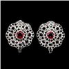 Image 1 : RUBY AND BLACK SPINEL EARRINGS IN 14K WHITE PLATED GOLD OVER 925 STERLING SILVER - APPRAISED REPLACE