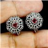 Image 2 : RUBY AND BLACK SPINEL EARRINGS IN 14K WHITE PLATED GOLD OVER 925 STERLING SILVER - APPRAISED REPLACE