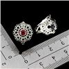 Image 3 : RUBY AND BLACK SPINEL EARRINGS IN 14K WHITE PLATED GOLD OVER 925 STERLING SILVER - APPRAISED REPLACE