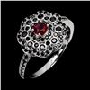 Image 2 : RUBY AND BLACK SPINEL RING IN 14K WHITE PLATED GOLD OVER 925 STERLING SILVER - SIZE 8 - APPRAISED RE