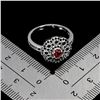 Image 3 : RUBY AND BLACK SPINEL RING IN 14K WHITE PLATED GOLD OVER 925 STERLING SILVER - SIZE 8 - APPRAISED RE