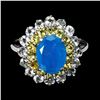 Image 1 : BLUE OPAL AND SAPPHIRE RING EMERALD IN 14K WHITE PLATED GOLD OVER 925 STERLING SILVER â€[x=
