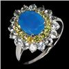 Image 2 : BLUE OPAL AND SAPPHIRE RING EMERALD IN 14K WHITE PLATED GOLD OVER 925 STERLING SILVER â€[x=