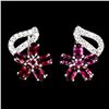 Image 1 : RHODOLITE GARNET EARRINGS IN 14K WHITE PLATED GOLD OVER 925 STERLING SILVER - APPRAISED REPLACEMENT 
