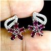 Image 2 : RHODOLITE GARNET EARRINGS IN 14K WHITE PLATED GOLD OVER 925 STERLING SILVER - APPRAISED REPLACEMENT 