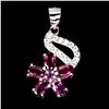 Image 1 : RHODOLITE GARNET PENDANT IN 14K WHITE PLATED GOLD OVER 925 STERLING SILVER - APPRAISED REPLACEMENT V